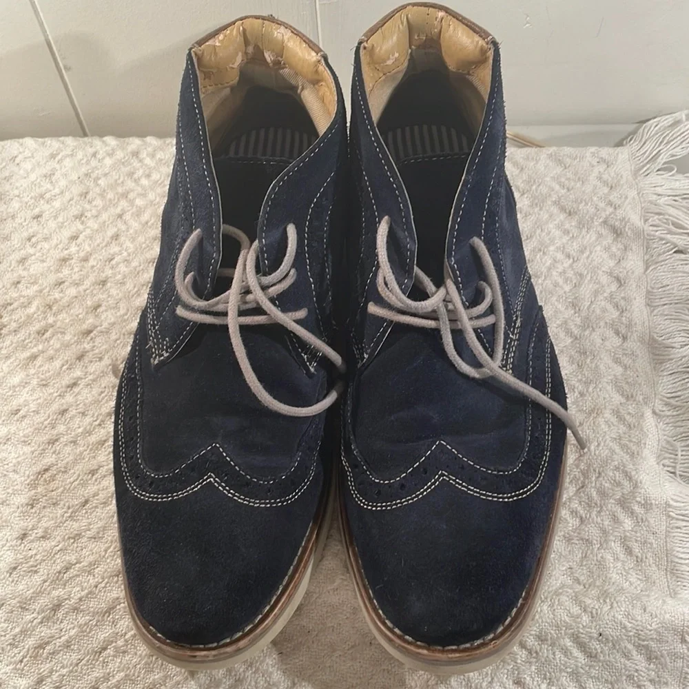 G H Bass Baltimore Blue Suede Oxford Ankle Boot Unisex